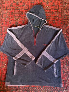 Rare Vintage Y2K Rim Rocka XL Velour Quarter Zip Baggy Hoodie Pullover 2000s